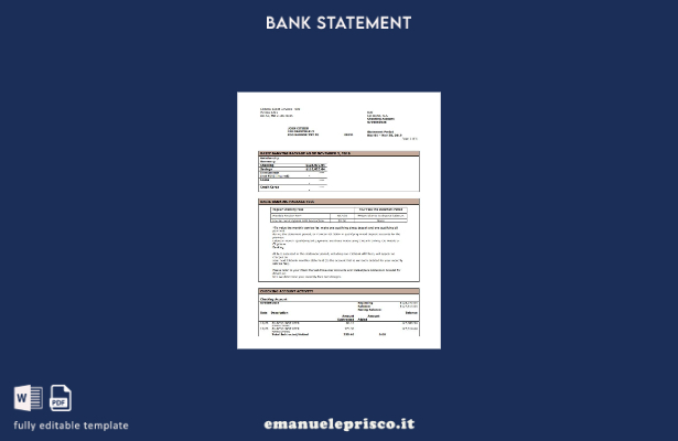 modello word di estratto conto bancario della città USA in stile verificato